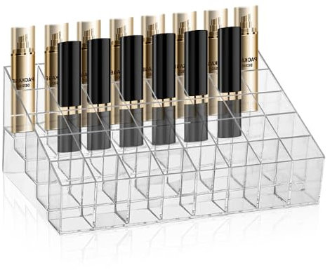 KARBAG 40 Grids Lipsticks Holder Clear Lip Gloss Storage Organiser Acrylic Lipstick Holder Lip Gloss Holder Nail Polish Display Jewelry Organizer Stand Cosmetic Display Stand for Lipstick Tubes