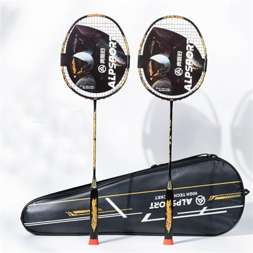 GRASKY Lot de 2 raquettes de badminton professionnelles 10U ultra légères 52 g avec 100 % fibre de carbone, pour homme, femme, adulte, sport (2 pièces avec sac)
