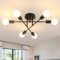 DELIPOP Lamparas de Techo Industrial Vintage, 6 Luces Plafon Ajustable 180°, E27 Lámpara de Araña Sputnik para Salón Dormitorio Cocina y Comedor, Negro (Sin Bombilla)