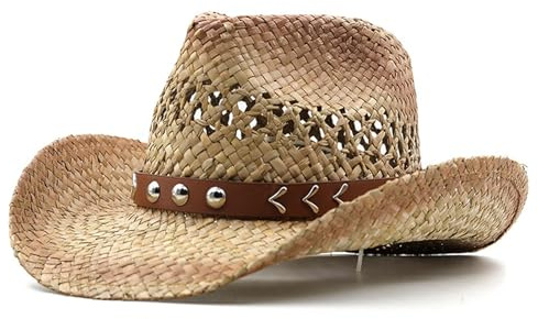 Cowboyhut Damen Herren Western Cowgirl Hüte Strohhut Panamahüte Westernhut Countryhut Sommerhut Anti-UV Sonnenhut Strandhut Breiter Krempe