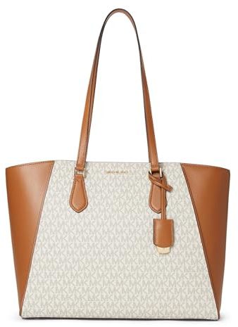 Michael Kors Taryn Large Multi-Functional Top-Zip Tote Bag, Gold-Tone Hardware/Vanilla/Acorn