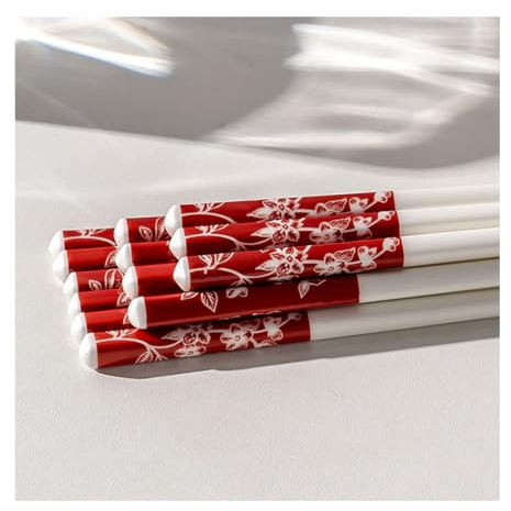 Set di bacchette cinesi in porcellana, confezione regalo, set regalo premium di bacchette riutilizzabili lavabili in lavastoviglie con custodia, bacchette in ceramica di osso di alta qualità con
