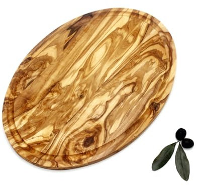 DAGDEG Planche à pain en bois d'olivier avec rainure à jus, planche à steak avec rainure à jus, planche de service en bois, planche à petit-déjeuner, planche à fromage, planche à goûter en bois