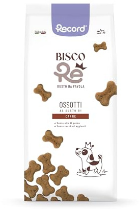 Record - BiscoRe Biscotti per Cani Carne, formato da 1kg Snack Croccanti e Naturali, Cotti al Forno, Senza Conservanti né Olio di Palma, Leggeri, Digeribili e Gustosi