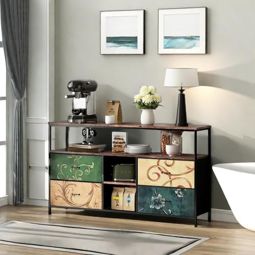 DADEA Meuble TV, LED Banc TVMeuble TV Bois avec 4 tiroirs, 137×29.8×78 cm Meuble Télé, coloré MeubleTV ChambreMeuble TeleMeuble SalonMeuble Chambre (coloré, 137 cm 4 tiroirs)