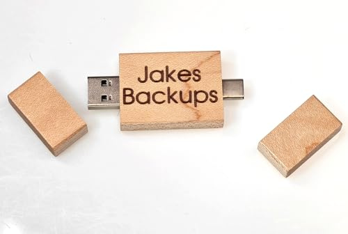 Personalised Wooden USB Flash Drive, 16GB, USB-C and USB3 Connections