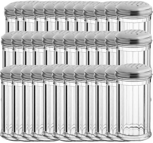 GEEX DEPOT Lot de 36 saladiers à fromage parmesan en plastique avec trous moyens et couvercle en acier inoxydable, 360 ml