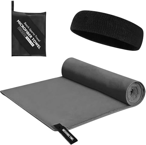 HTRTRR Toalla Microfibra Gimnasio, 152x76 cm Toalla Deportiva de Secado rápido, Adecuado para Deportes, Yoga, Playa, Viaje y Camping, Gimnasio (Gris Oscuro)