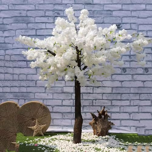 Simulation Cerisier Grands Arbres de Fleurs de Cerisier artificiels Blanc Faux Arbre à souhaits décoration intérieure de fenêtre d'hôtel de Style Japonais(2 * 2m)