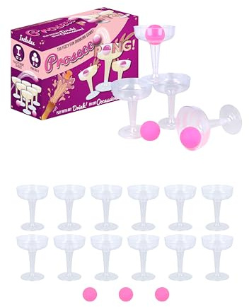HENBRANDT Single Prosecco Pong Game Set - 15 Piece for Students Birthday Parties Hen Party Stag Do Summer Fun Drinking Bar Games for Adults