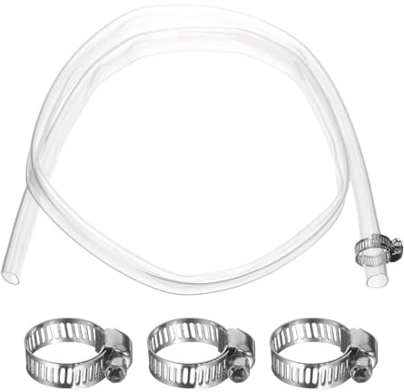 sourcing map Silicone Tubing, 0.63 ID. 0.71 OD. 3.28 ft Length Transparent Tube with Clamps High-Temperature Silicone Hose Tube for Water Oil Transfer, Clear