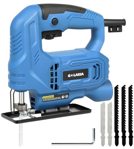 G LAXIA 500W Jig Saw, Variable Speed 0-3000 RPM Electric Jigsaw, ±45°Bevel Cutting, with Locking Button and Quick Release Chuck, Includes 5 Wood/Metal Blade