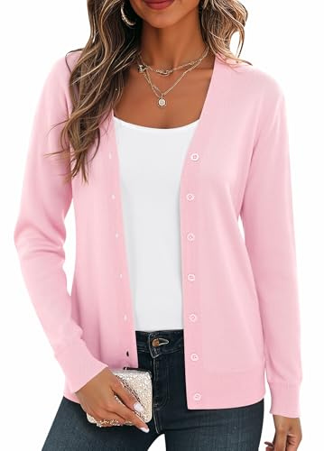 BEIGAI Cardigan leggero da donna a maniche lunghe con scollo a V Vintage Classico Cardigan con bottone