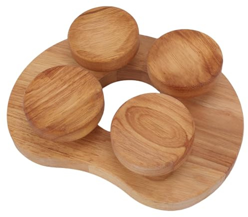 Focket Holz Sauna Kopfstütze mit Drehbarer Scheibe, Ergonomische Hals-Nacken-Kissen Kopfstütze,Luxus-Heim-Sauna-Zubehör für Hals, Schulter Schmerzen, Kopf-Entspannung und Gesundheit