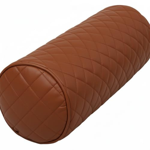 Premium Lambskin Leather Neck Roll Pillow Cover – Round Bolster Cushion Case for Head, Neck, Spine & Back | Soft Cylinder (Brown, 6 x 18)