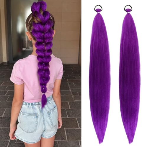 ZXTGBQ Extension Per Treccine Africane Donna Capelli Trecce Viola Braids Extension 26 Pollici Capelli viola da intrecciare Pre-Allungati Morbidi per Cosplay, Carnevale, Halloween, Feste e Acconciature
