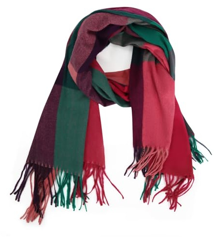 Glamexx24 Schal Damen Winter Kariert Fashion: Damen Winter Schal, Strickset Schal übergroßer Quadratisch Deckenschal Deckenschal Halstuch Streifen Muster Fransen Poncho