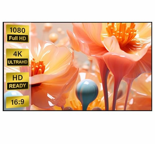Pantalla de Proyección de 72/80/84 Pulgadas con Marco Fijo,Formato 16:9, Resolución 4K HD, con Marco de Aluminio, Ideal para Cine en Casa,Oficina o Escuela(84inch)