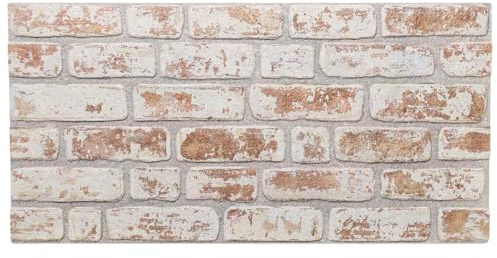 Wall Panels, Pack of 10, Red / White, 100 x 50 cm, EPS Foam, Rectangular Stone Look, Self-Adhesive for Living Room, Bedroom, Kitchen, Wet Room, Renovation with Soundproofing Acoustic Cladding