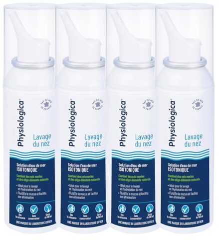 Gifrer | Physiologica Eau De Mer Spray Isotonique 150ml | Lot de 4 | Lavage Nasal Adulte Enfant Bébé | Hygiène Nez Quotidienne | Fluidifie le mucus et facilite son élimination | Dispositif Médical CE