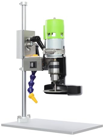 JHAUAI Taglierina elettrica per bottiglie di vetro, 150 W, con 7 livelli di velocità, 6000 giri/min, strumento per la lavorazione del vetro fai da te, con levigatura e accessori per foratura