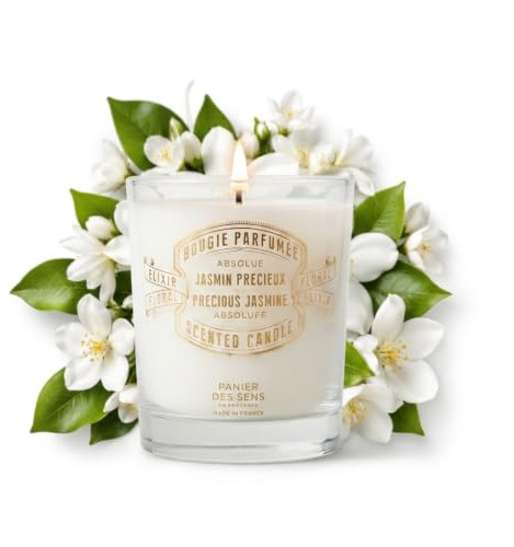 Panier des Sens - Jasminkerze - Duftkerzen für die Wohnung - 180g | Aromatherapiekerzen aus Frankreich - Langlebig & 100% natürliche Baumwolle Docht - Kerzen für Männer und Frauen - Vegan
