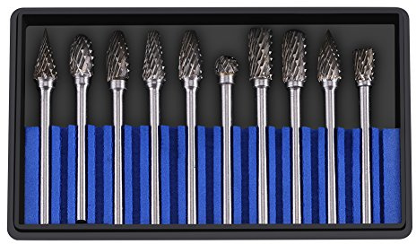Fdit 10 stücke Hartmetall Rotary Dateien Burr Set 3mm Schaft 6mm Schneidkopf Durchmesser(Double)