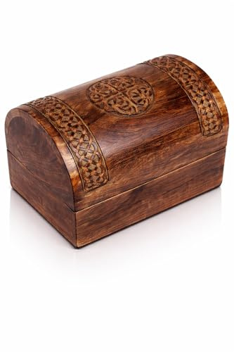 Tolle Geburtstagsgeschenkideen, handgefertigte, dekorative Schmuckschatulle aus mit keltischem Schnitzereien, Schmuck-Organizer, Andenken-Box, Schatztruhe, Schmuckhalter, Uhrenbox, 22 x15 cm (Antique)