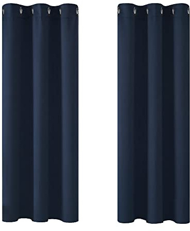 Deconovo Room Darkening Curtains Eyelet Blackout Curtains Thermal Insulated Curtains for Boys Bedroom Navy Blue 42 x 54 Inch 2 Panels