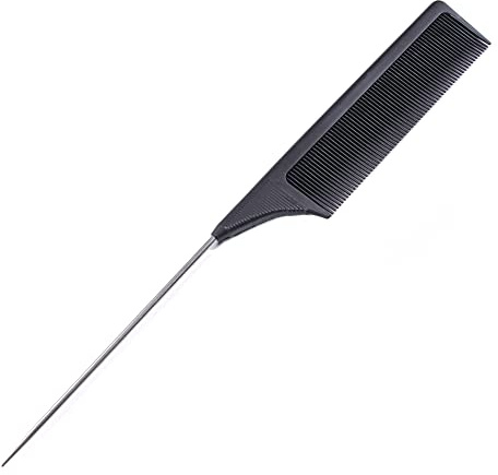 hair2heart Nadel-Stielkamm - Hochwertiger Carbon-Kamm für präzises Haarstyling und professionelle Ergebnisse - Perfekt zum Abteilen, Toupieren und Glätten