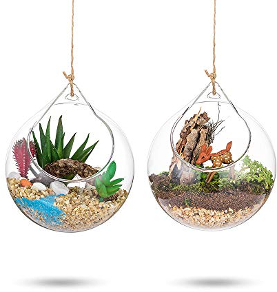 Portacandele da Appendere 2 Pezzi Grande Apertura Vetro Appendere 4 Inches in Vetro Globi Terrario Porta Candele per La Casa Festa Matrimonio Giardino Design Fai da te