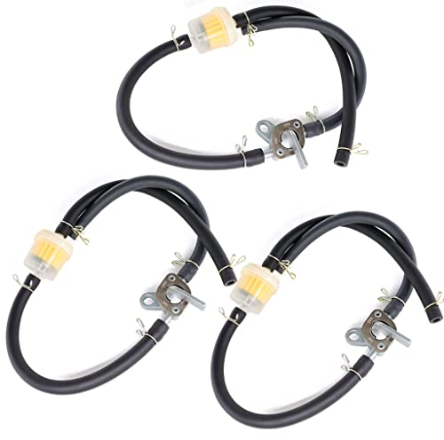 HURI 3x Universal 6mm Benzinhahn und Motorrad Kraftstofffilter Benzinfilter mit Schlauch für 50ccm -150ccm Go Kart, ATV Moped Quad Roller usw
