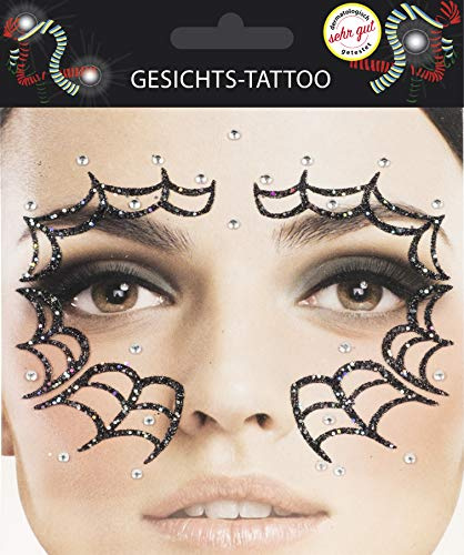 Gesichts-Tattoo Halloween, Glitzer, temporär, für Kostüme (Spinnennetz)