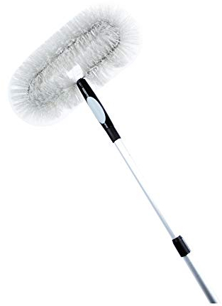 vom Pullach Hof Teleskopstange 4 Meter mit Staubbürste Oval Aluminiumstange Ausziehbar inkl. Aufsatz zum entfernen von Staub und Spinnenweben