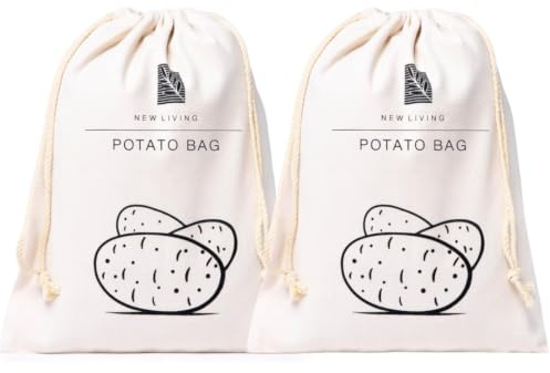 New Living 2 Pack Potato Bag | 26 * 38cm | Organic Linen Materials | Eco Product Food Storage Bag |