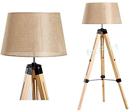Nautical Replica Hub Lampe de chevet réglable en bois naturel pour salon, chambre à coucher (sans ombre)