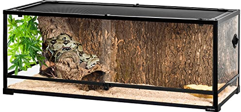 REPTI ZOO 67 Gallon Reptile Large Terrarium Newly Upgraded All Glass 48 x 18 x 18 Double Hinge Door with Top Ventilation Reptile Terrarium(Knock-Down)