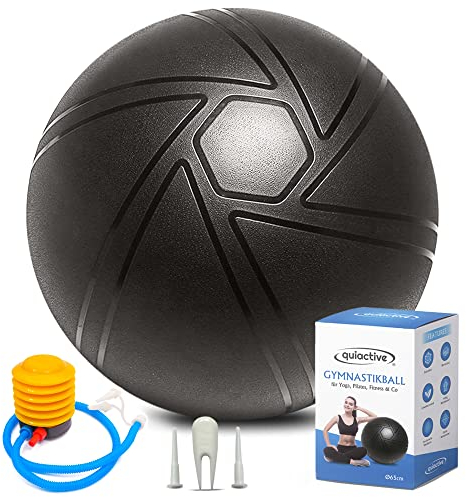 quiactive Gymnastikball - Trainingsball - Fitnessball & Balance für Core-Training - Pezziball mit Pumpe - Sitzball für starken Rücken als Büro-Stuhl - Schwangerschaftsball für Gymnastik & Yoga