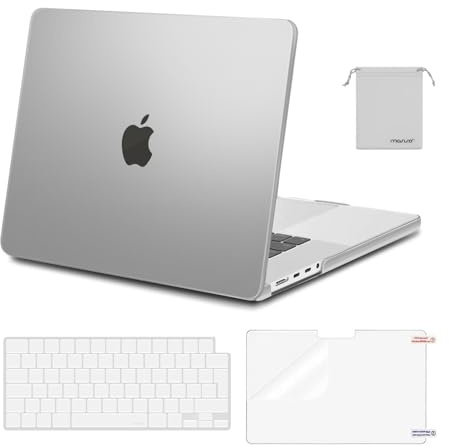 MOSISO Kompatibel mit MacBook Pro 16 Zoll Hülle M5 M4 M3 M2 M1 2026-2021 | Ultradünne Hartschale&Tastaturschutz&Displayschutz&Beutel A3429 A3428 A3403 A3186 A2991 A2780 A2485, Frost