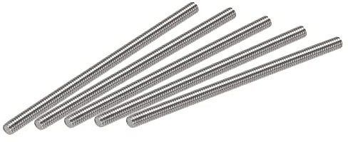 sourcing map 5 Stück M4 x 90 mm Vollgewindestange 304 Edelstahl Rechtsgewinde, M4-0.7 Gewindesteigung