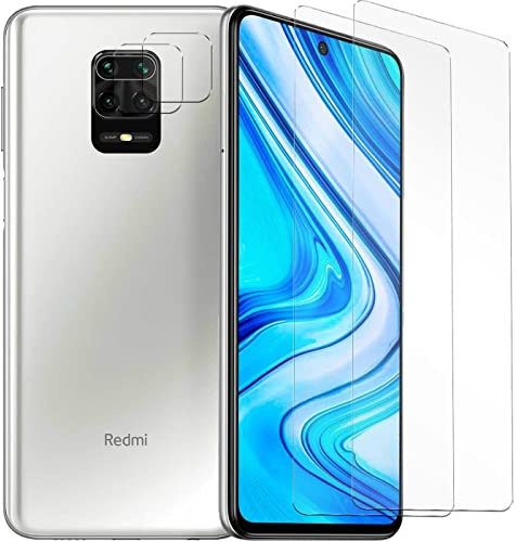 Verco para Xiaomi Redmi Note 9 Pro set de cristal templado 4 en 1, protección frontal y de cámara, vidrio 9H con protector de cámara, compatible con Xiaomi Redmi Note 9 Pro (6,67 Pulgadas)