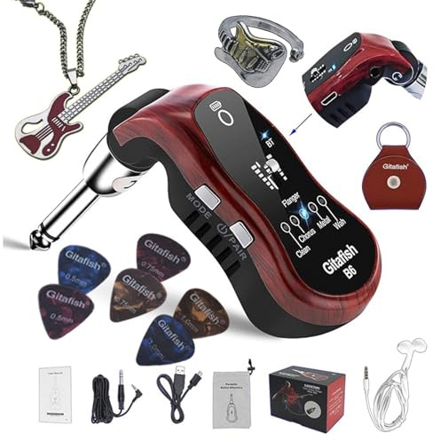 Gitafish Bass-Kopfhörer-Verstärker, tragbarer Bluetooth-Kopfhörer, Gitarren-Kopfhörer, Bluetooth-Kopfhörer-Verstärker, Gitarren-Halskette, tragbarer Bassverstärker, mehrere Effekt-Verstärker: Chorus