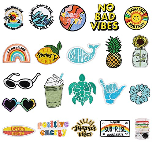 Yolev 20 Stück Patches Zum Aufbügeln Bügelflicken Aufnäher Flicken Zum Aufbügeln für Den Außenbereich Hippie Vintage Stickerei Patches für Rucksack Jeans Jacken Kleidung zum Basteln