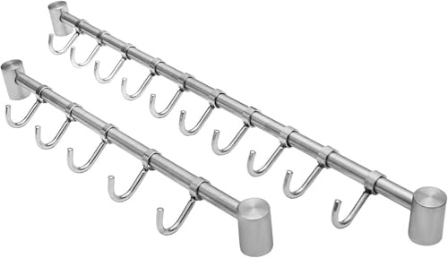 ONPIRA Hakenleiste, Küchenleiste aus Edelstahl von 5-10 Haken zum auswählen (5 Haken)
