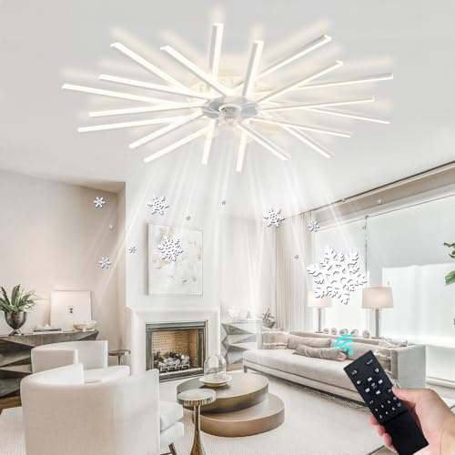 YUNZI Ventilador De Techo Grande De 100CM con Luz Y Mando A Distancia Función Reversible Invierno Y Verano Ventilador De 6 Velocidades Luz LED Regulable para Salón Dormitorio