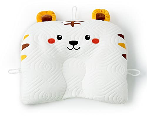 Reidio Adjustable Toddler Pillow Soft and Breathable Ergonomic Design Small Pillow Washable (Tiger)