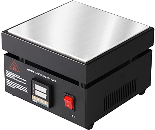 Vevitts 110V 850W LED Digital Electric Hot Plate, 30-400°C Soldering Preheating Station for PCB SMD LED Rework Lab