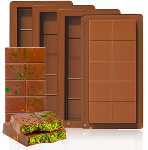 YeahBoom 4 Pezzi Stampo Per Tavoletta Di Cioccolato Profondo,Stampi Per Tavolette Di Cioccolato Grandi,Stampo Cioccolato,Stampo Per Tavoletta Di Cioccolato In Silicone,Stampi per Cioccolatini