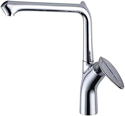 Küchenarmatur, Chrom-Messing-Mischer, Doppelwaschbecken, Drehbarer Wasserhahn, Blatt-Design, Einhand-Wasserhahn Mit Haken