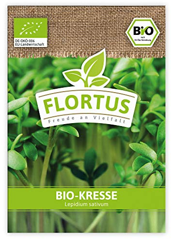 FLORTUS BIO Kressesamen für Gastgeschenke (100 Stück) | Kleine Geschenktüten Sprossen Samen für Kresse als Dankeschön Geschenke & Werbegeschenke | Kräutersamen für Microgreens